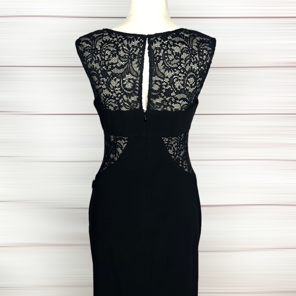 NWT Vera Wang Little Black Cocktail Sheath Dress Sleeveless Lace Panels US 6 - Picture 7 of 13